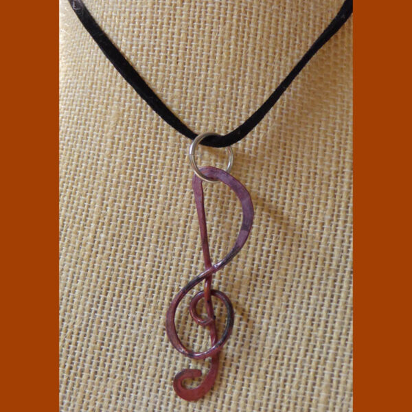 Copper Treble Clef Pendant