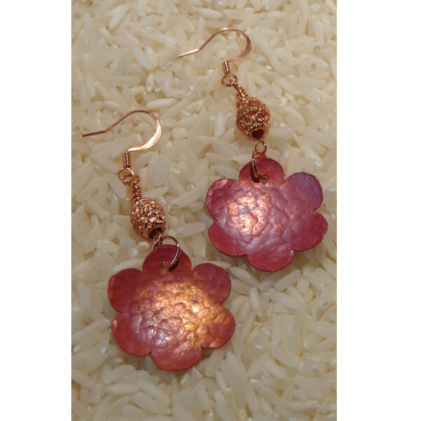 Copper Flame Flower Earrings