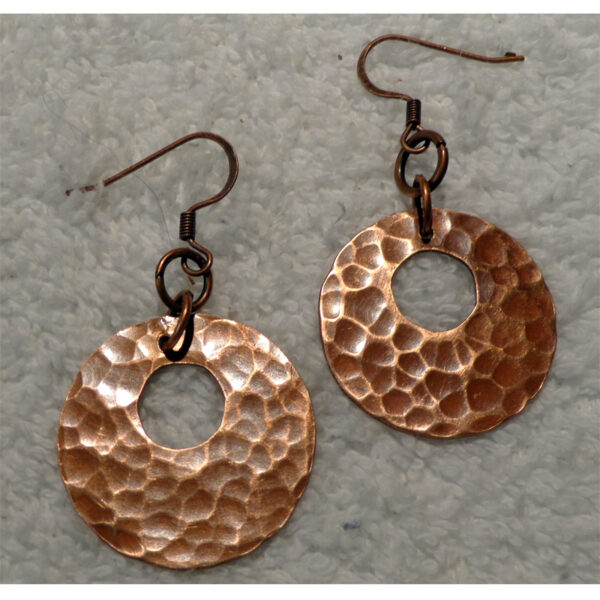 Hammered Copper Disk Earrings