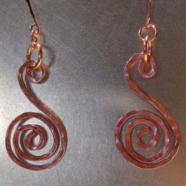Flamed Copper Swirl Earrings