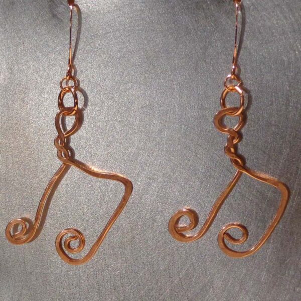 Copper Wire Music Note Earrings