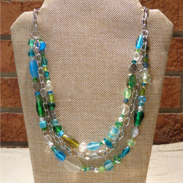 Glass bead multi-strand necklace