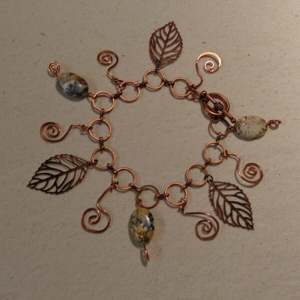 Copper Chain Bracelet Hammered Charms