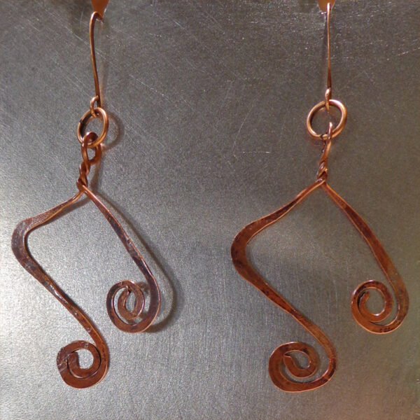 Copper Music Note Earrings