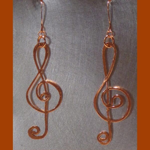 Copper Treble Clef Earrings