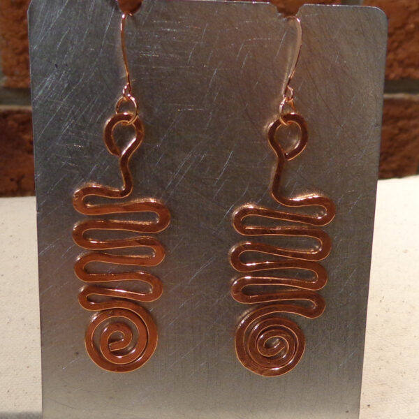 Copper Hammered Serpentine Earrings