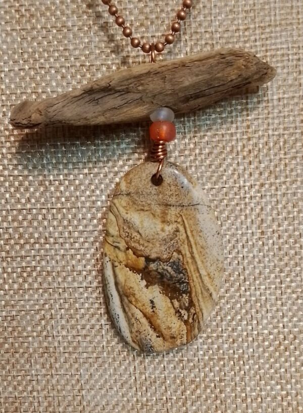 Jasper pendant with Floating Driftwood