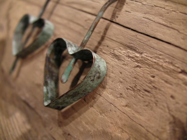 Variegated Copper Patina Heart Earrings