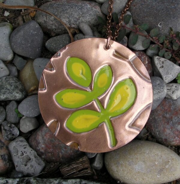 Round Copper Enameled Pendant