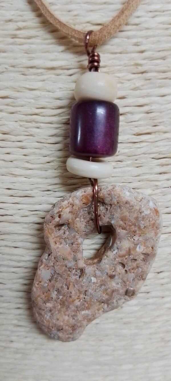 Odin Stone Pendant with Bone Beads