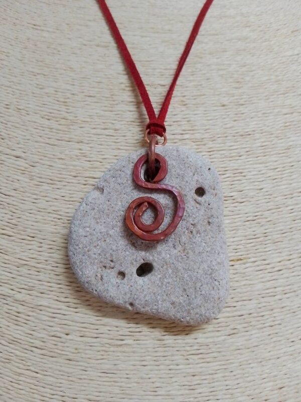 Huge Odin Stone Pendant with Copper Charm