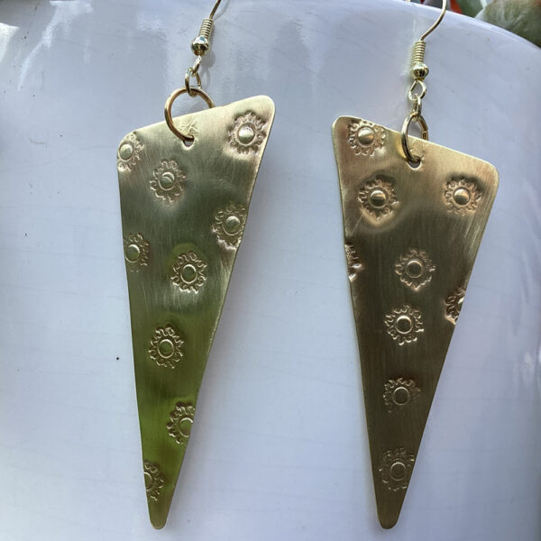 Brass Triangle Stamped Earrings