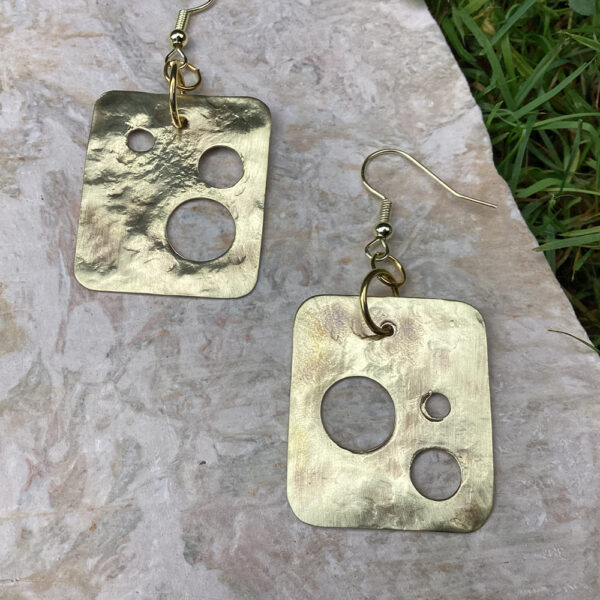 Brass Earrings with Cut Outs