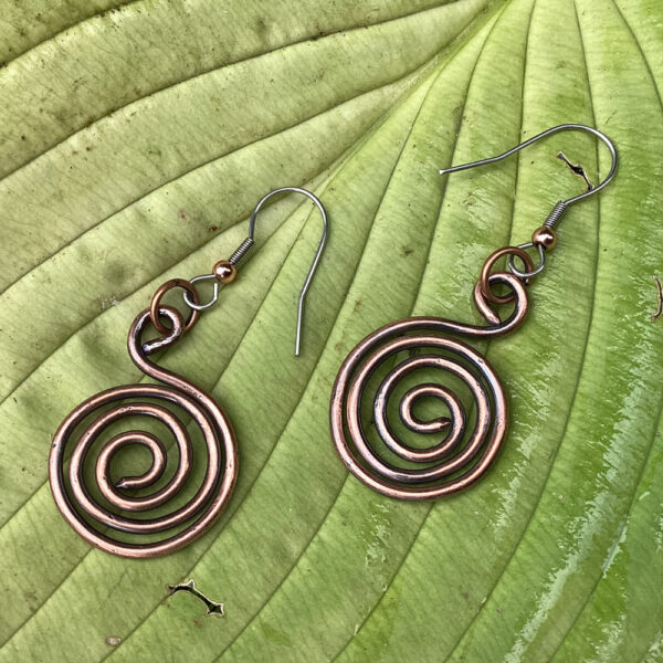Small Copper Wire Spiral Earrings