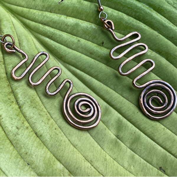 Copper Serpentine Spiral Earrings