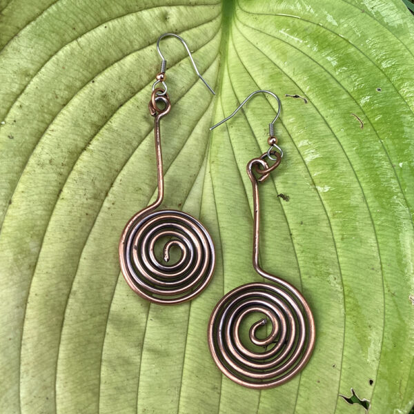 Copper Wire Spiral Earrings