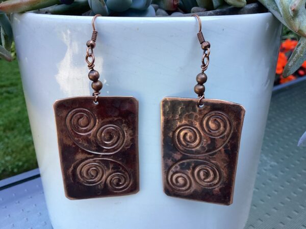 Copper Embossed Earrings