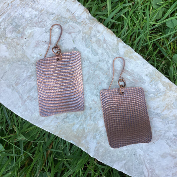 EC-0506 Textured Copper Earrings