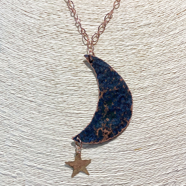Textured Crescent Moon Necklace