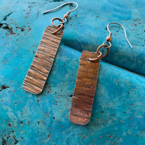 Lightweight Ridged Copper Earrings
