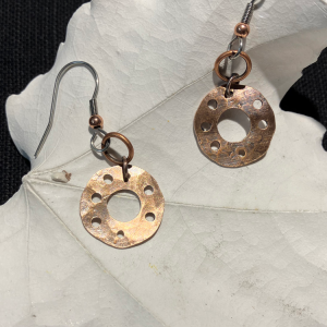 Small Copper Flat Ring Earrings
