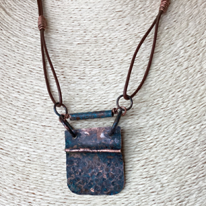 Funky Blue Patina Pendant Necklace
