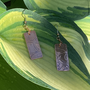 Copper Embossed Rectangle Earrings